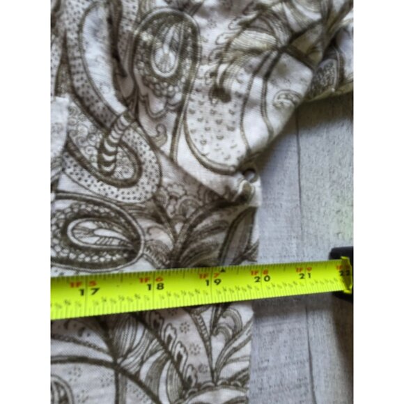 Chicos Womens Paisley Pattern Blouse Size 2 US M/L Beige & Olive Linen - Picture 7 of 7